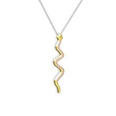Retil Yılan Kolye - Pembe kuvars 8 ayar altın kolye (40 cm beyaz altın rolo zincir) #jwoxcq