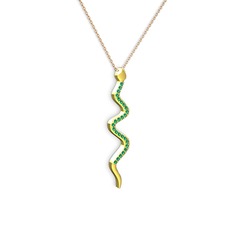 Retil Yılan Kolye - Yeşil kuvars 14 ayar altın kolye (40 cm gümüş rolo zincir) #wfmji3
