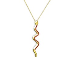 Retil Yılan Kolye - Garnet 925 ayar altın kaplama gümüş kolye (40 cm altın rolo zincir) #yy7wn