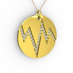 Groove Kolye - Beyaz zirkon 925 ayar altın kaplama gümüş kolye (40 cm rose altın rolo zincir) #15bm0m1