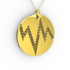 Groove Kolye - Dumanlı kuvars 18 ayar altın kolye (40 cm gümüş rolo zincir) #1fiu0qm
