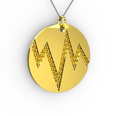Groove Kolye - Sitrin 925 ayar altın kaplama gümüş kolye (40 cm gümüş rolo zincir) #1n5gukr
