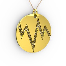 Groove Kolye - Dumanlı kuvars 14 ayar altın kolye (40 cm gümüş rolo zincir) #3145k6