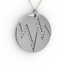 Groove Kolye - Beyaz zirkon 925 ayar gümüş kolye (40 cm gümüş rolo zincir) #cvdl52