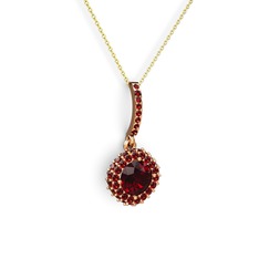 Garnet 925 ayar rose altın kaplama gümüş kolye (40 cm gümüş rolo zincir)