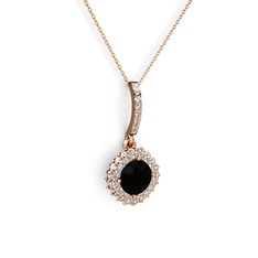 Sivana Kolye - Siyah zirkon ve pırlanta 18 ayar rose altın kolye (0.76 karat, 40 cm gümüş rolo zincir) #bkcb7o
