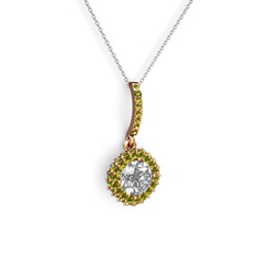 Sivana Kolye - Swarovski ve peridot 18 ayar rose altın kolye (40 cm beyaz altın rolo zincir) #lk9w9q