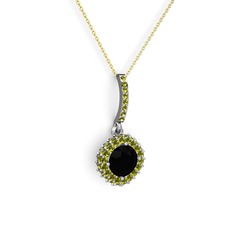 Sivana Kolye - Siyah zirkon ve peridot 925 ayar gümüş kolye (40 cm altın rolo zincir) #m0zym0