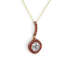 Swarovski ve garnet 8 ayar rose altın kolye (40 cm altın rolo zincir)