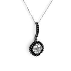 Sivana Kolye - Swarovski ve siyah zirkon 925 ayar siyah rodyum kaplama gümüş kolye (40 cm beyaz altın rolo zincir) #mxeuuc
