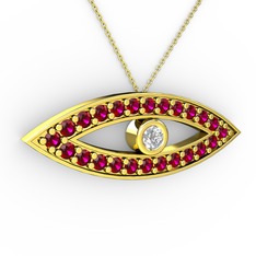 Ayn Kolye - Swarovski ve rodolit garnet 8 ayar altın kolye (40 cm altın rolo zincir) #1fl4qrs