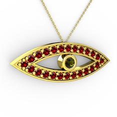 Ayn Kolye - Peridot ve garnet 18 ayar altın kolye (40 cm gümüş rolo zincir) #1k9lbmh