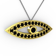Ayn Kolye - Siyah zirkon 14 ayar altın kolye (40 cm gümüş rolo zincir) #7eqd3e