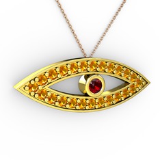Ayn Kolye - Garnet ve sitrin 8 ayar altın kolye (40 cm rose altın rolo zincir) #spjr9x