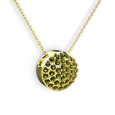 Taşlı Adiva Kolye - Peridot 8 ayar altın kolye (40 cm altın rolo zincir) #15g3kmw