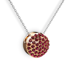 Rodolit garnet 18 ayar rose altın kolye (40 cm beyaz altın rolo zincir)