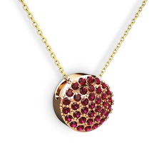 Taşlı Adiva Kolye - Rodolit garnet 8 ayar rose altın kolye (40 cm altın rolo zincir) #17arj41
