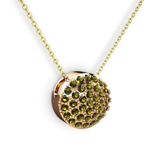Taşlı Adiva Kolye - Peridot 925 ayar rose altın kaplama gümüş kolye (40 cm altın rolo zincir) #1euxvht