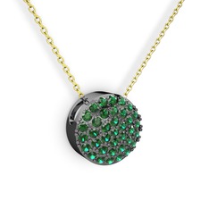 Taşlı Adiva Kolye - Yeşil kuvars 925 ayar siyah rodyum kaplama gümüş kolye (40 cm altın rolo zincir) #1lv5yti