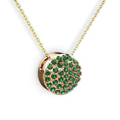 Taşlı Adiva Kolye - Yeşil kuvars 925 ayar rose altın kaplama gümüş kolye (40 cm altın rolo zincir) #1pss8v9