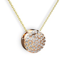 Taşlı Adiva Kolye - Pırlanta 925 ayar rose altın kaplama gümüş kolye (0.555 karat, 40 cm altın rolo zincir) #1twqwiv