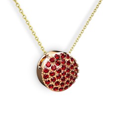 Taşlı Adiva Kolye - Garnet 8 ayar rose altın kolye (40 cm altın rolo zincir) #1vh102p