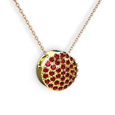 Taşlı Adiva Kolye - Garnet 14 ayar altın kolye (40 cm rose altın rolo zincir) #2xfiud
