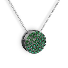 Taşlı Adiva Kolye - Yeşil kuvars 925 ayar siyah rodyum kaplama gümüş kolye (40 cm gümüş rolo zincir) #bg6bbt