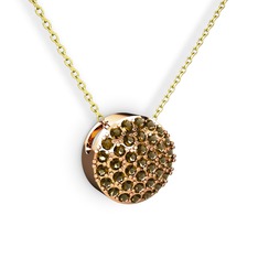 Taşlı Adiva Kolye - Dumanlı kuvars 18 ayar rose altın kolye (40 cm gümüş rolo zincir) #euuuc6