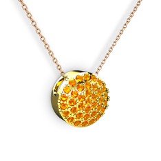 Taşlı Adiva Kolye - Sitrin 8 ayar altın kolye (40 cm rose altın rolo zincir) #liqzr1