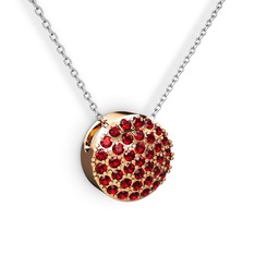 Taşlı Adiva Kolye - Garnet 18 ayar rose altın kolye (40 cm gümüş rolo zincir) #lupq05