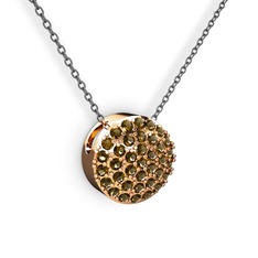 Taşlı Adiva Kolye - Dumanlı kuvars 18 ayar rose altın kolye (40 cm gümüş rolo zincir) #no0lwz