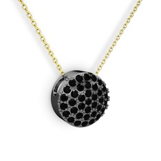 Taşlı Adiva Kolye - Siyah zirkon 925 ayar siyah rodyum kaplama gümüş kolye (40 cm gümüş rolo zincir) #wetehd
