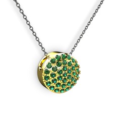 Taşlı Adiva Kolye - Yeşil kuvars 18 ayar altın kolye (40 cm gümüş rolo zincir) #ybqhbz