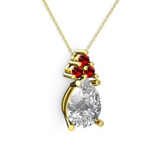 Madiva Kolye - Swarovski ve garnet 14 ayar altın kolye (40 cm altın rolo zincir) #ju1203