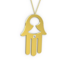 Fatma'nın Eli Kolye - Beyaz zirkon 14 ayar altın kolye (40 cm altın rolo zincir) #18akgpu