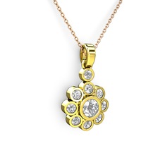 Elmas Çiçek Kolye - Pırlanta ve elmas 925 ayar altın kaplama gümüş kolye (1.04 karat, 40 cm rose altın rolo zincir) #1d8649k