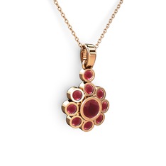 Elmas Çiçek Kolye - Kök yakut 18 ayar rose altın kolye (40 cm rose altın rolo zincir) #1t2i6gx