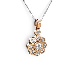 Swarovski 14 ayar rose altın kolye (40 cm beyaz altın rolo zincir)