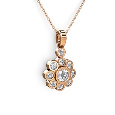 Pırlanta ve swarovski 18 ayar rose altın kolye (0.54 karat, 40 cm gümüş rolo zincir)