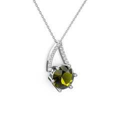 Tirian Kolye - Peridot ve swarovski 925 ayar gümüş kolye (40 cm gümüş rolo zincir) #nrygu1