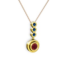 Belinda Kolye - Kök yakut ve lab safir 18 ayar altın kolye (40 cm rose altın rolo zincir) #117yw2u