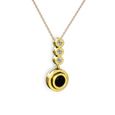 Belinda Kolye - Siyah zirkon ve beyaz zirkon 18 ayar altın kolye (40 cm rose altın rolo zincir) #11my89z