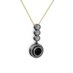 Belinda Kolye - Siyah zirkon ve swarovski 925 ayar siyah rodyum kaplama gümüş kolye (40 cm altın rolo zincir) #11z69a9