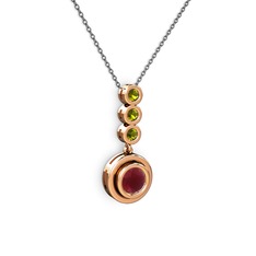 Belinda Kolye - Kök yakut ve peridot 14 ayar rose altın kolye (40 cm gümüş rolo zincir) #127y503