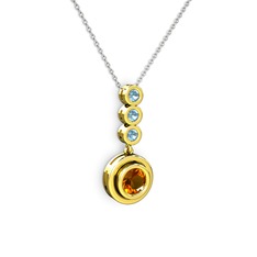 Belinda Kolye - Sitrin ve akuamarin 18 ayar altın kolye (40 cm beyaz altın rolo zincir) #161qvl