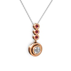 Belinda Kolye - Swarovski ve kök yakut 925 ayar rose altın kaplama gümüş kolye (40 cm beyaz altın rolo zincir) #16iptm7