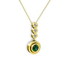 Belinda Kolye - Yeşil kuvars ve elmas 14 ayar altın kolye (0.33 karat, 40 cm altın rolo zincir) #1b5tt7t
