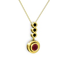 Belinda Kolye - Kök yakut ve siyah zirkon 8 ayar altın kolye (40 cm altın rolo zincir) #1cmup0r