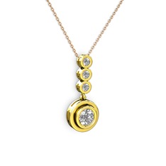 Belinda Kolye - Swarovski ve beyaz zirkon 8 ayar altın kolye (40 cm rose altın rolo zincir) #1dh7ow3